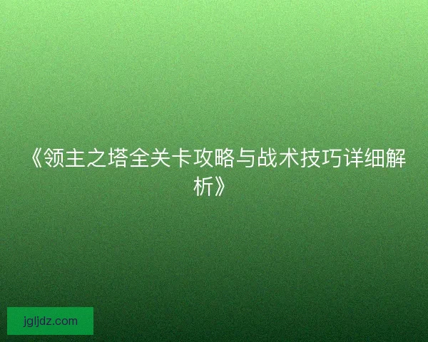 《领主之塔全关卡攻略与战术技巧详细解析》