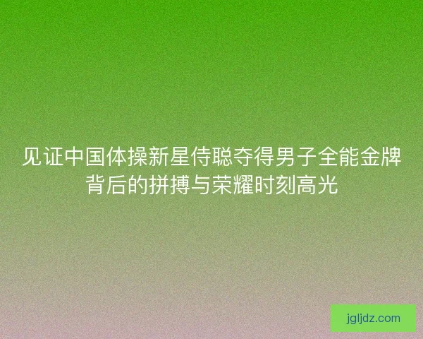 见证中国体操新星侍聪夺得男子全能金牌背后的拼搏与荣耀时刻高光