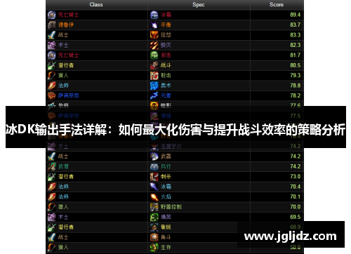 冰DK输出手法详解：如何最大化伤害与提升战斗效率的策略分析